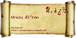Urszu Áron névjegykártya